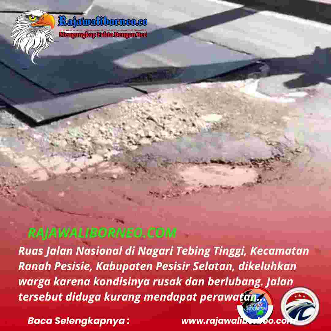 Ruas Jalan Nasional di Ranah Pasisie Dibiarkan Rusak Tanpa Perbaikan