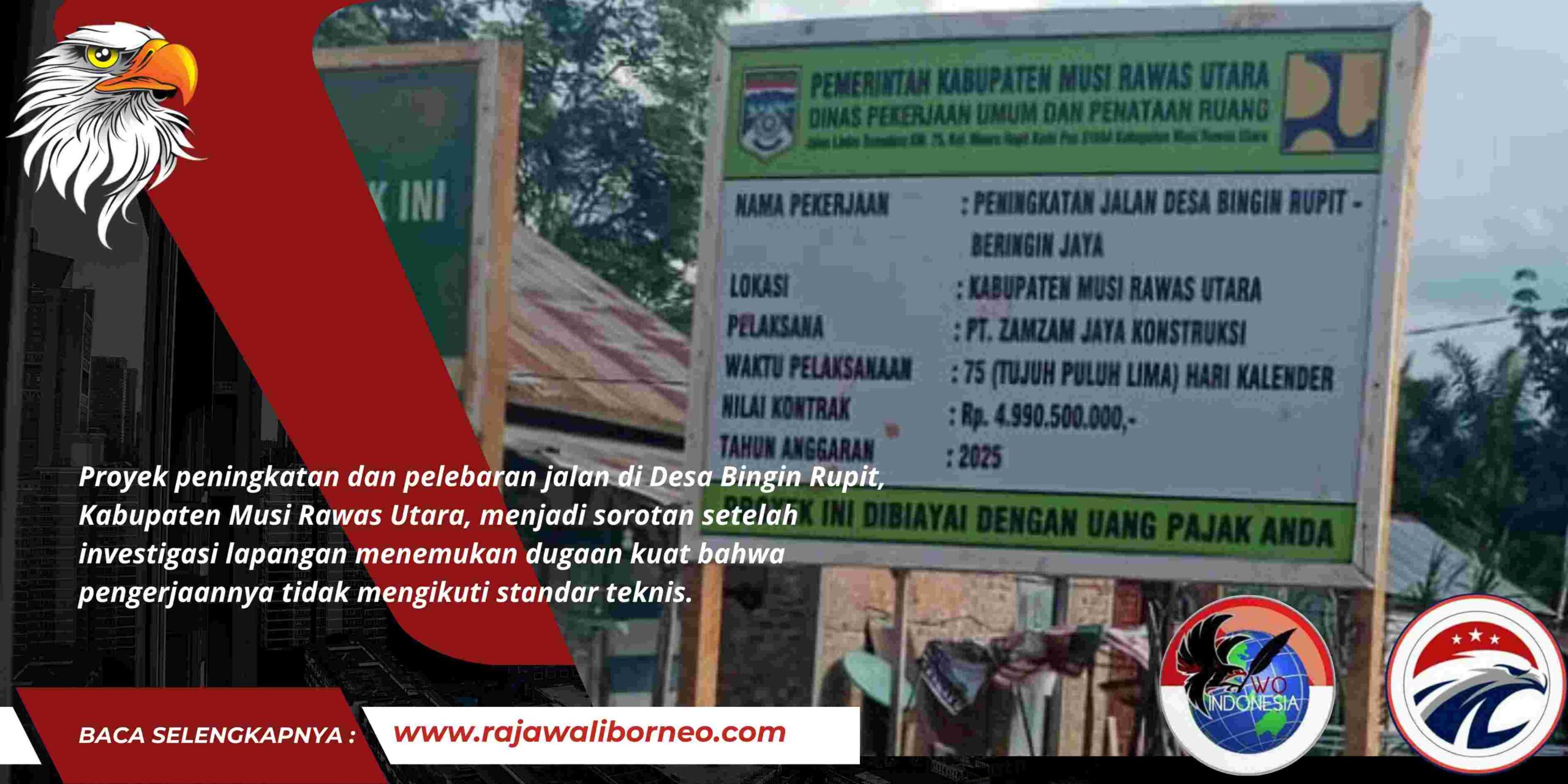 Pekerjaan Jalan Bingin Rupit Diduga Tak Penuhi Standar Teknis.