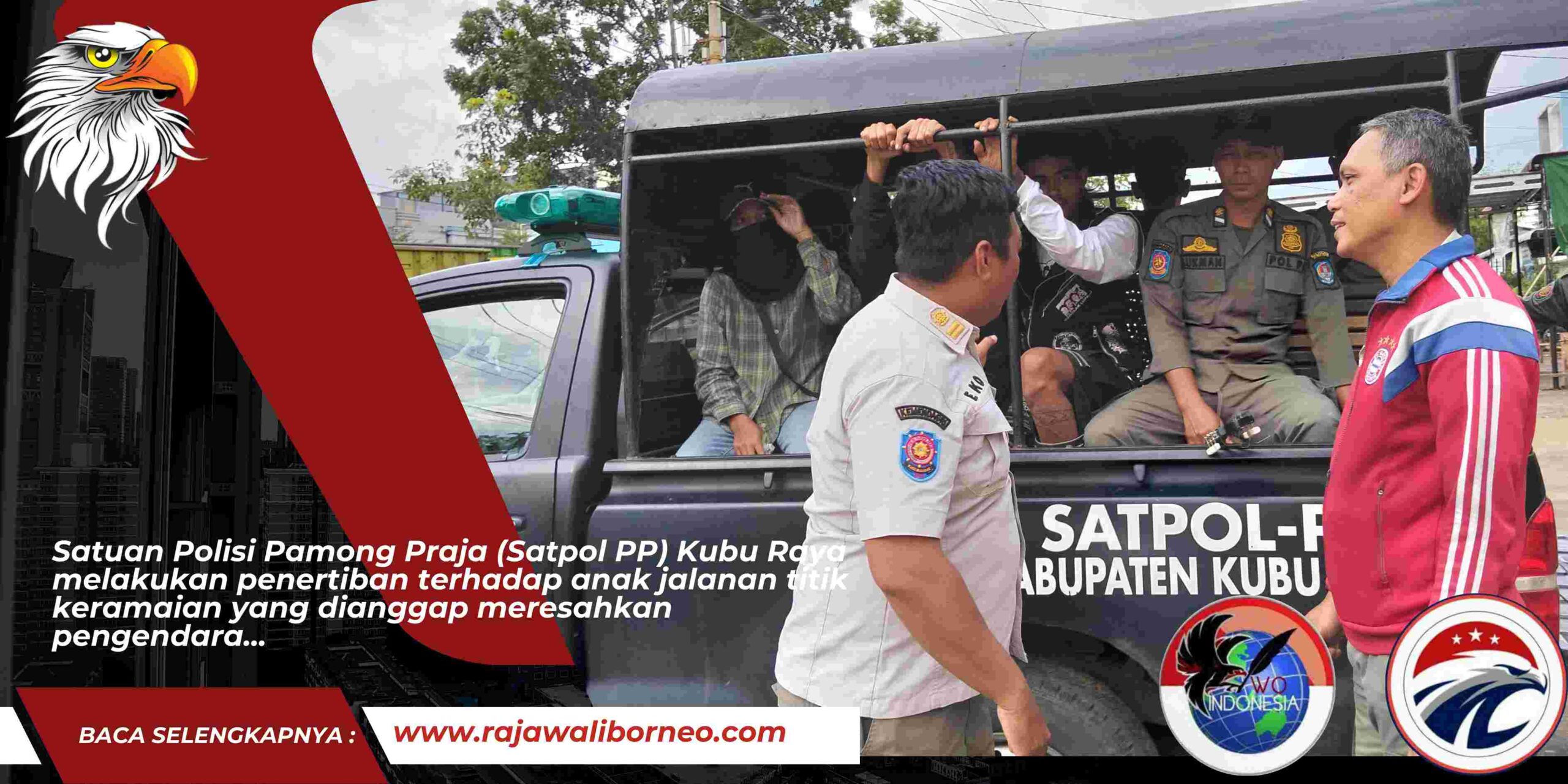 Satpol PP Kubu Raya Tertibkan Anak Jalanan di Perempatan Desa Kapur.