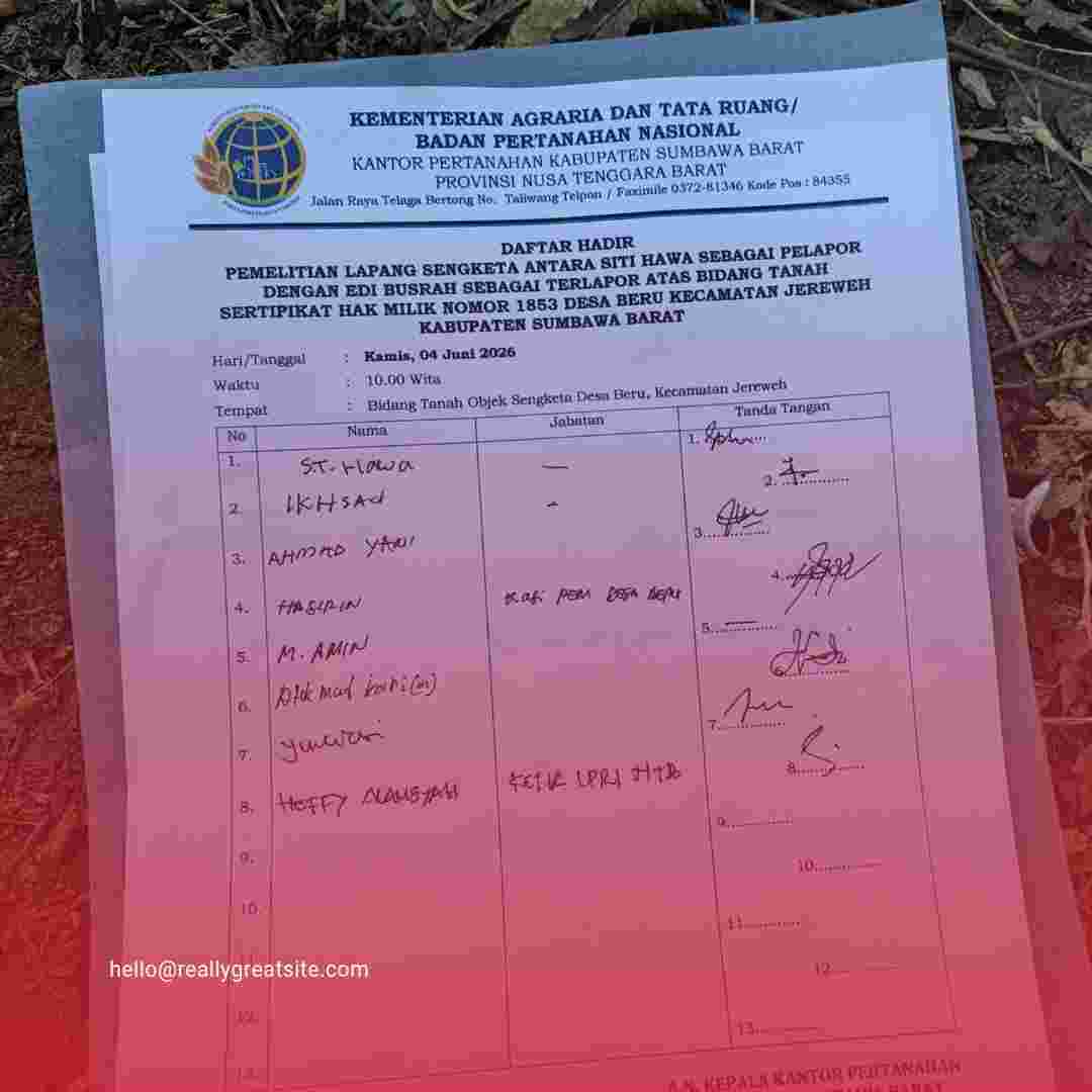 BPN Verifikasi Status Tanah Sengketa di Jereweh.